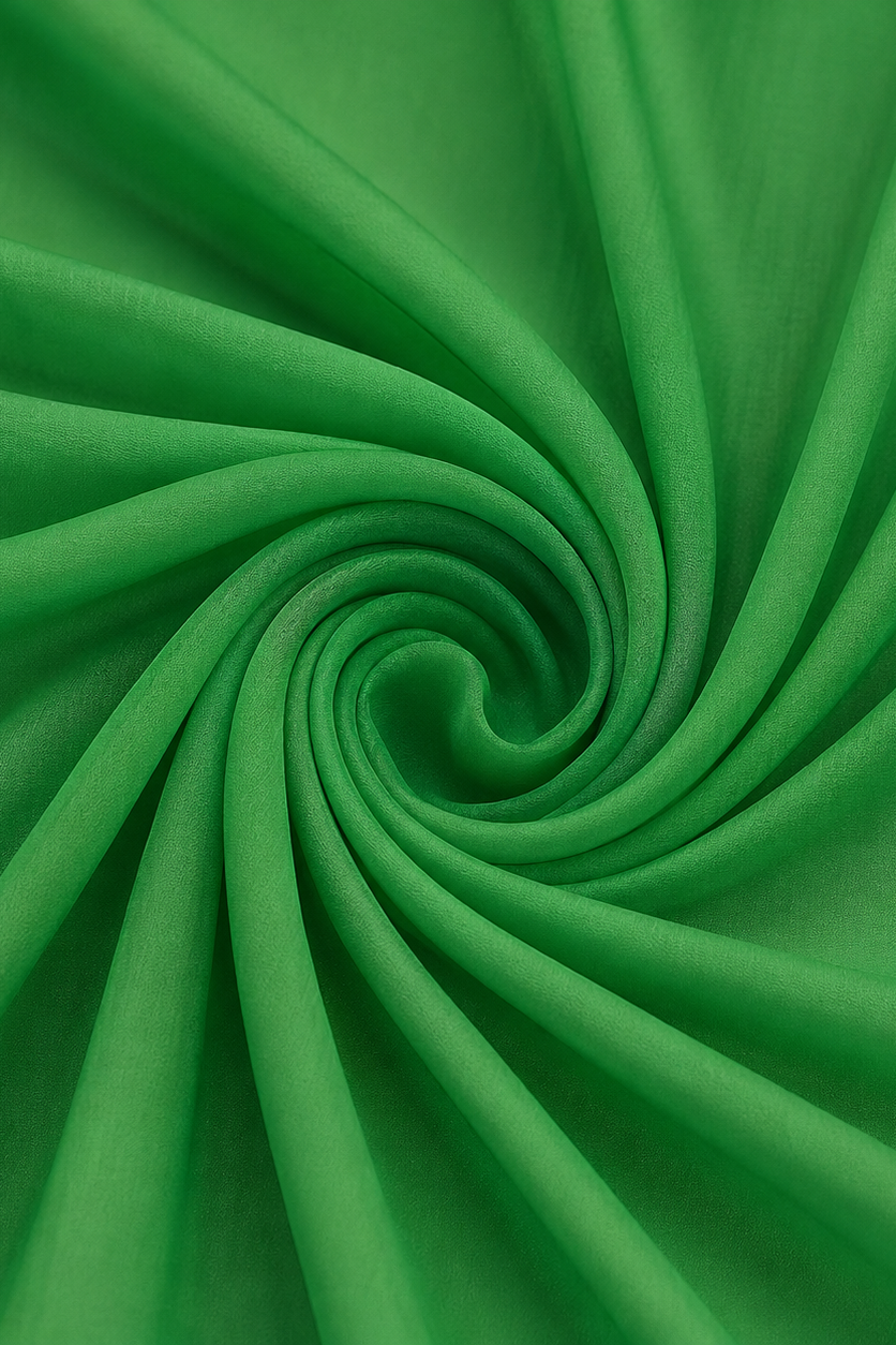 Abito lungo verde con scollo in pizzo