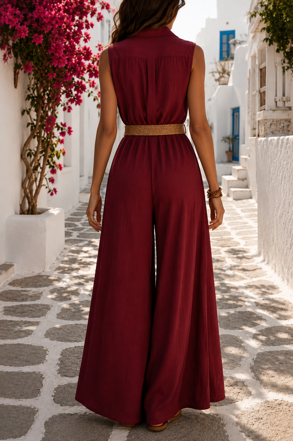 Tuta Con Cintura Bordeaux