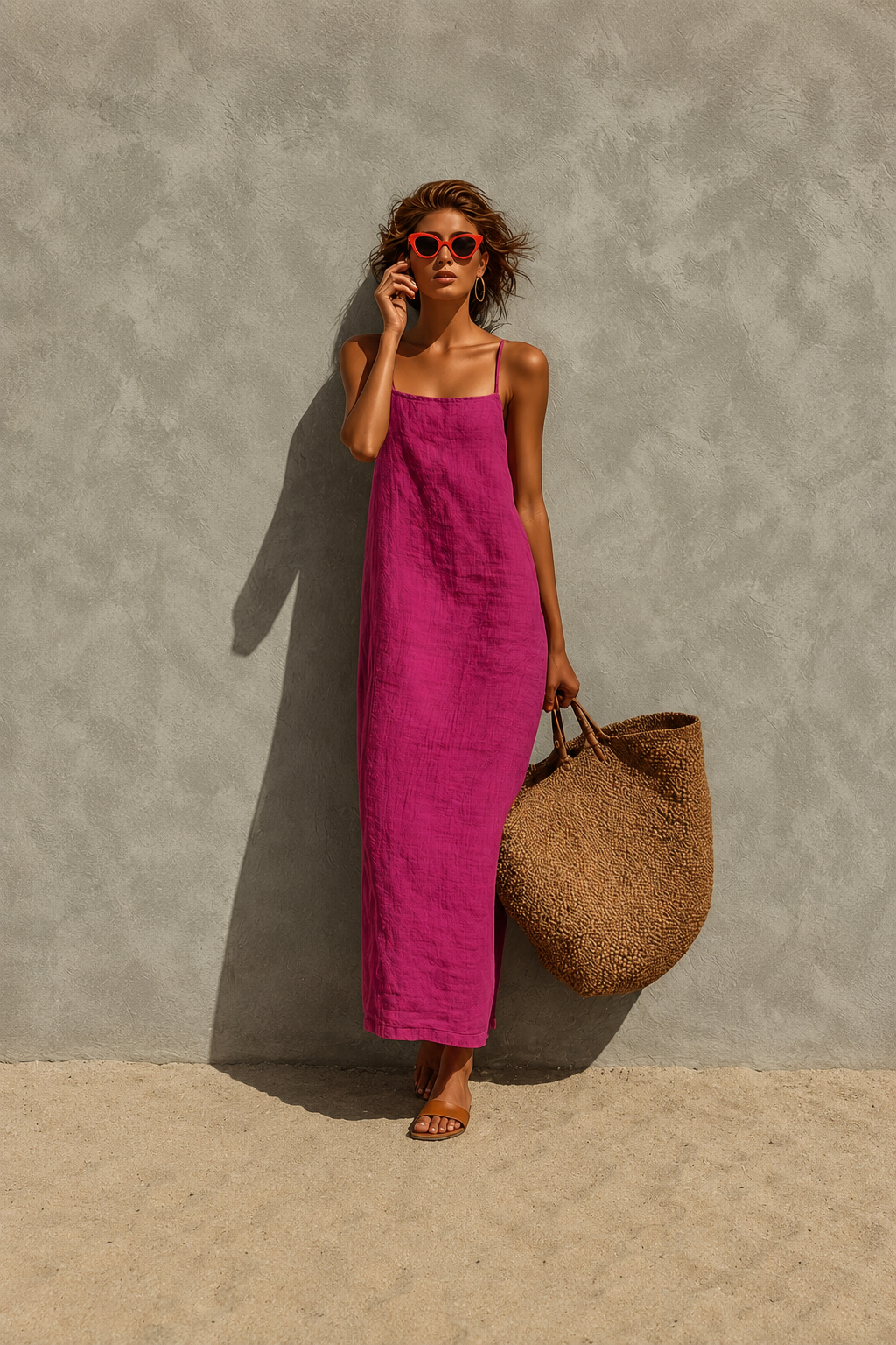 Abito lungo minimal con spalline