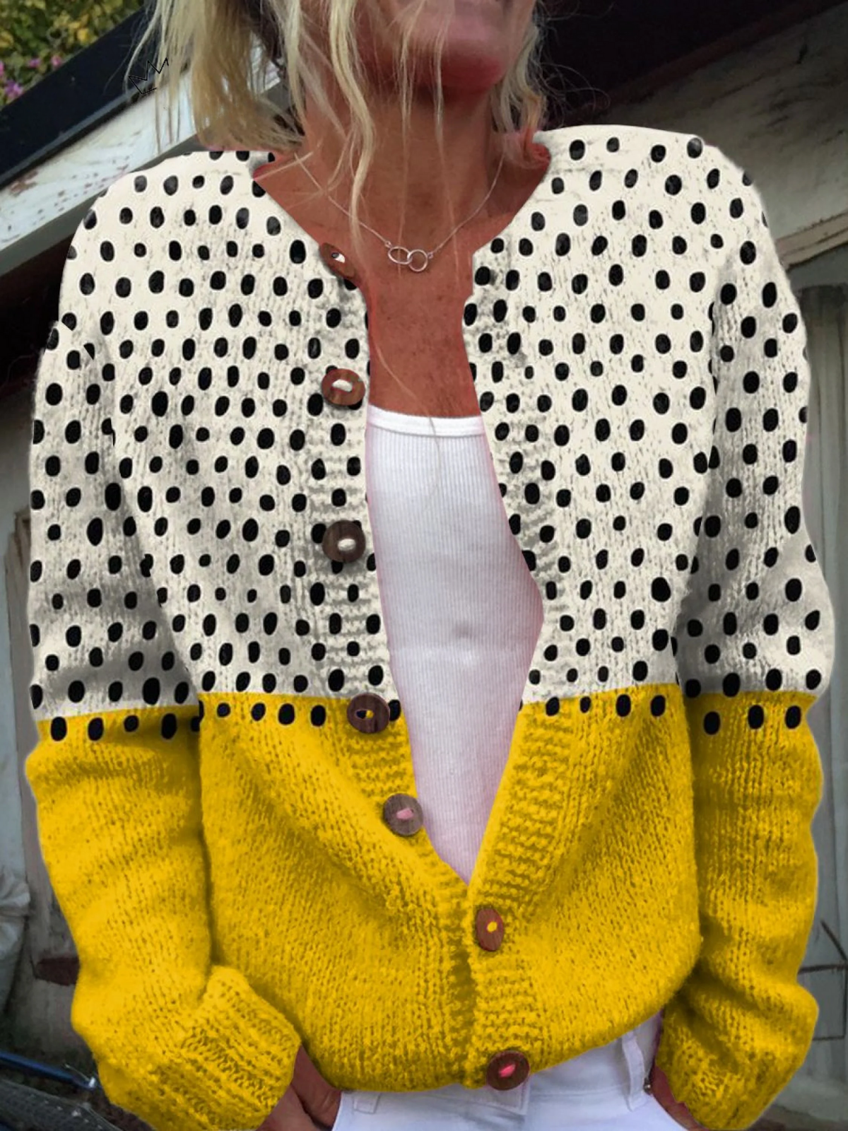 Cardigan Bicolore Senape