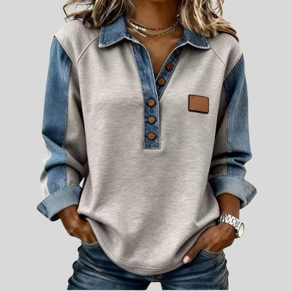 Maglione Colletto Denim