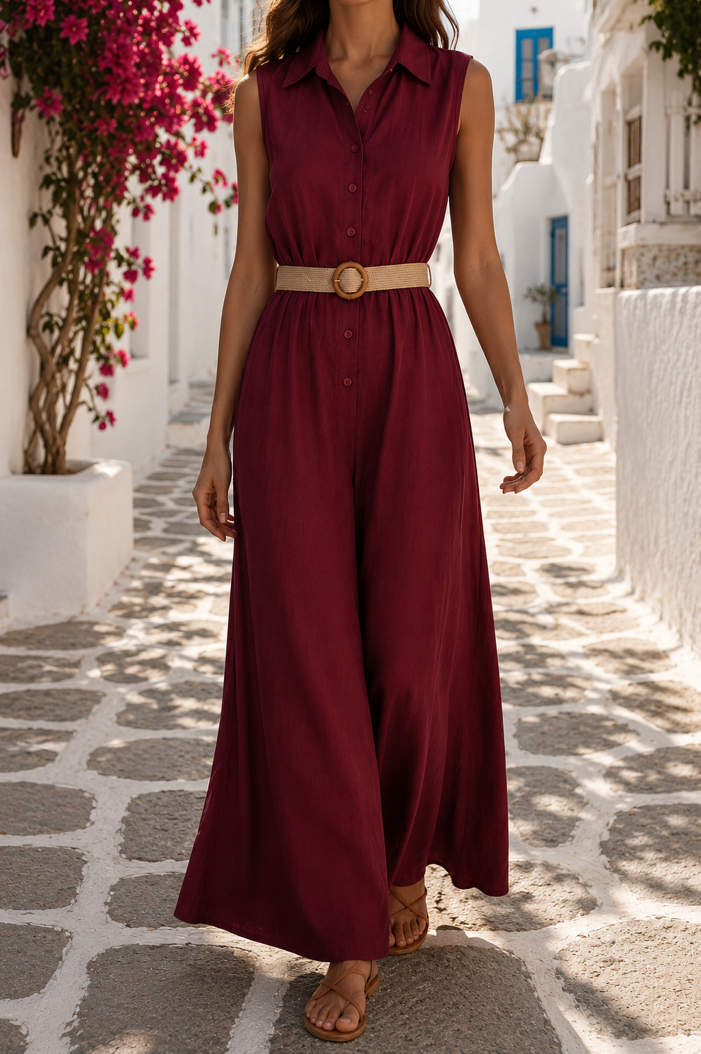 Tuta Con Cintura Bordeaux