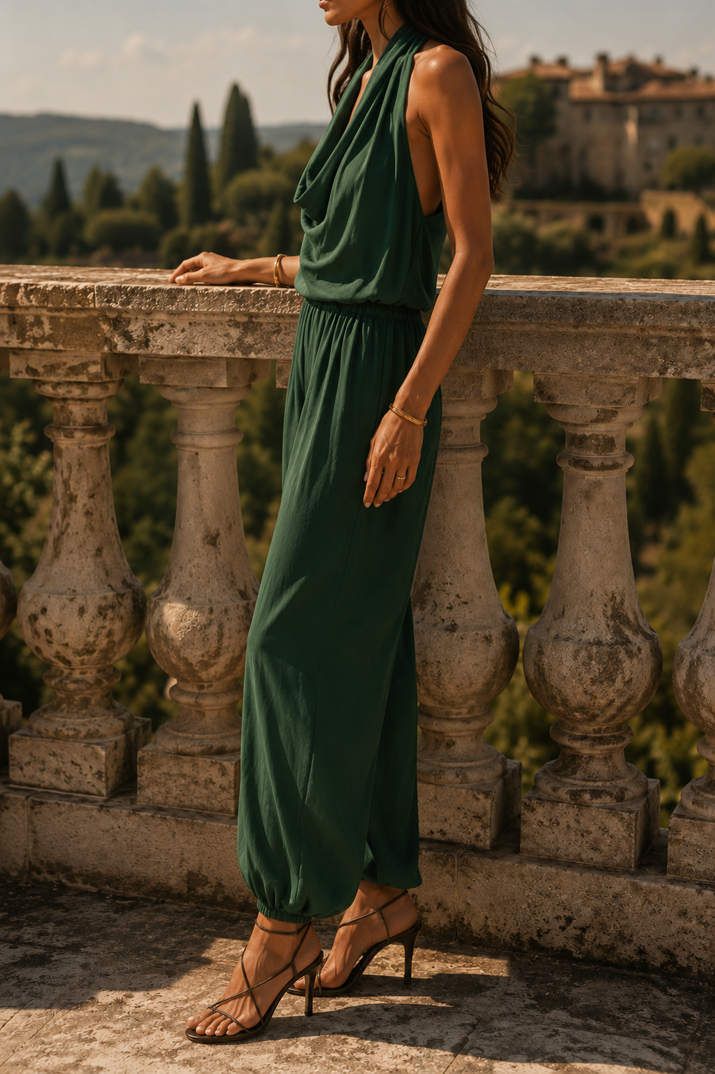 Completo raffinato con top scollo a V e pantaloni aderente