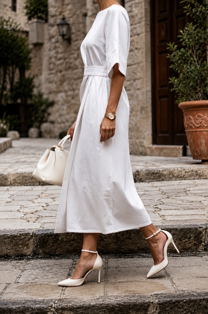 Abito midi elegante con maniche ampie