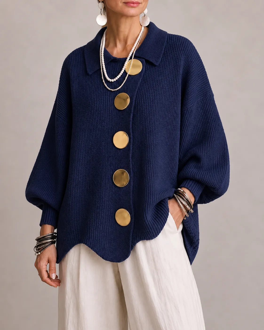 Cardigan Bottonato Oceano