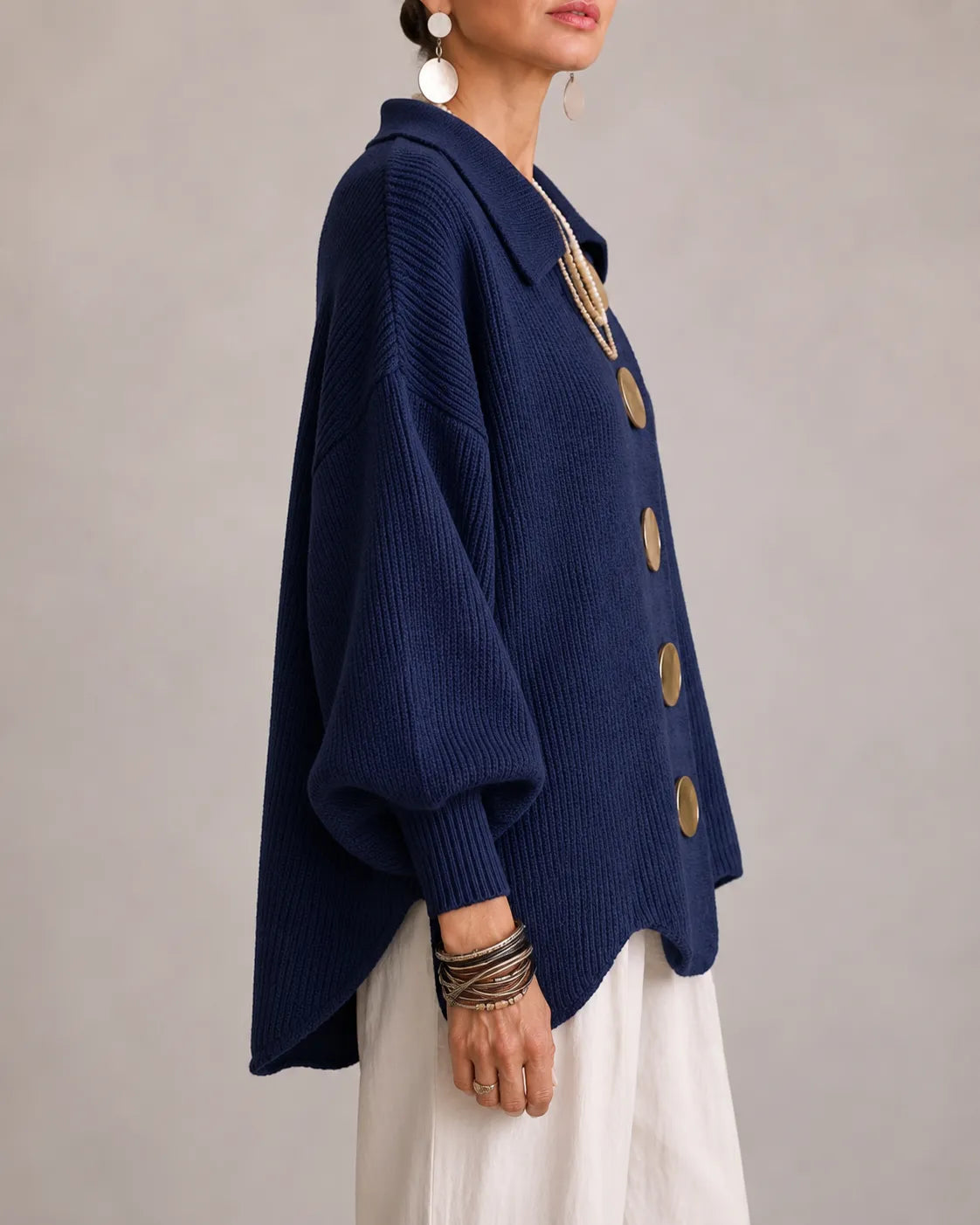 Cardigan Bottonato Oceano
