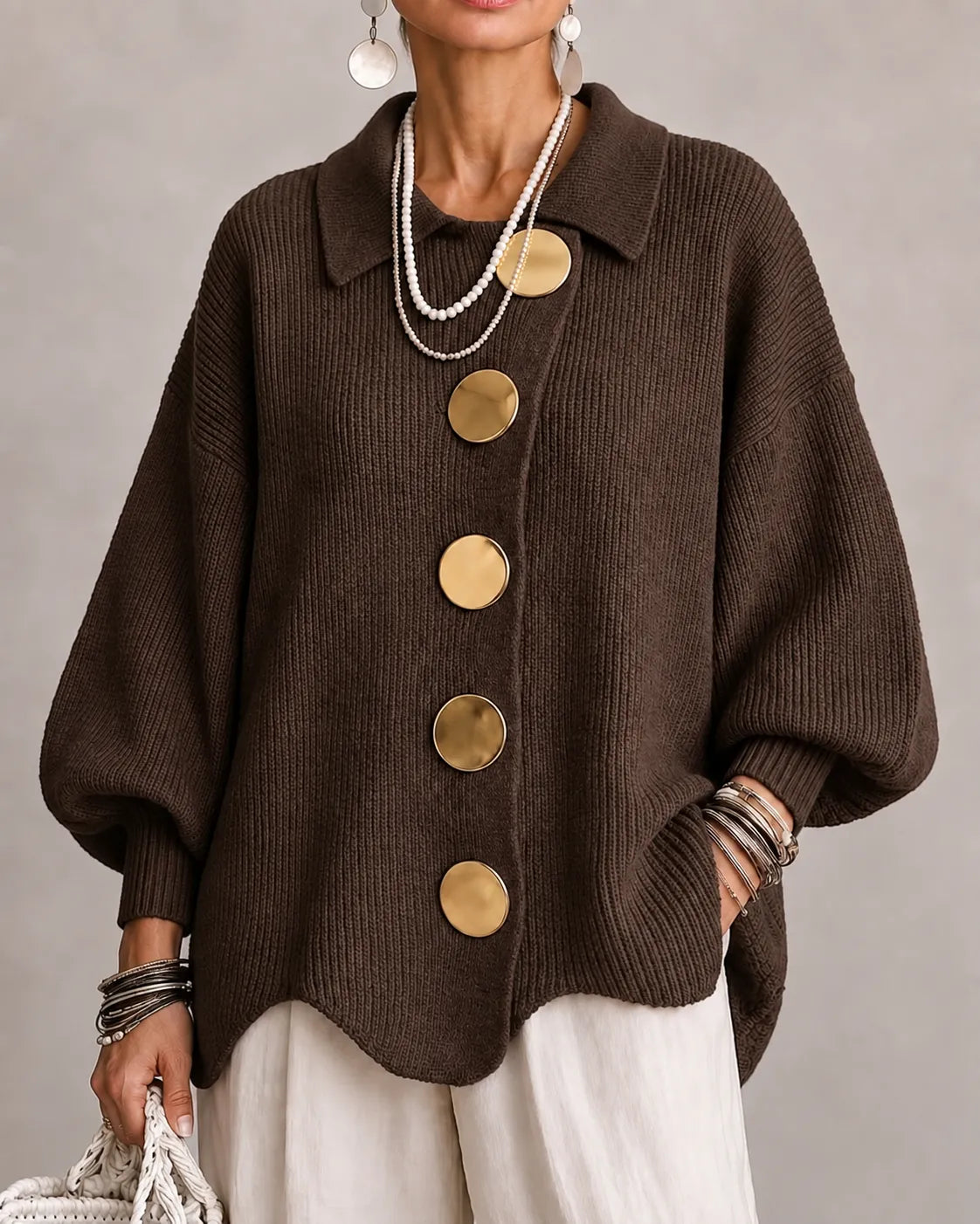 Cardigan Bottonato Oceano