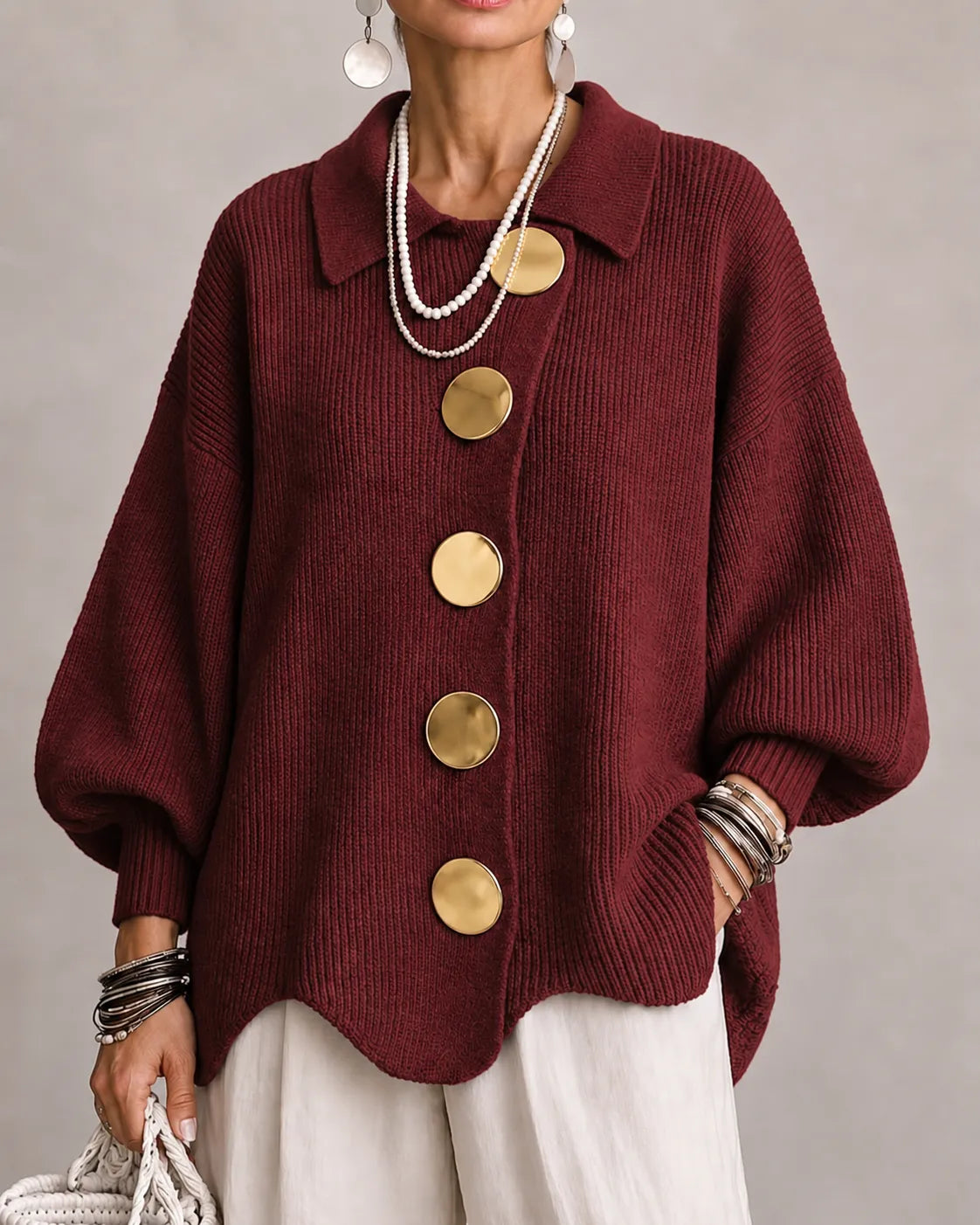 Cardigan Bottonato Oceano