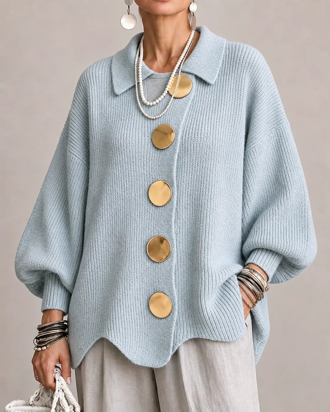 Cardigan Bottonato Oceano