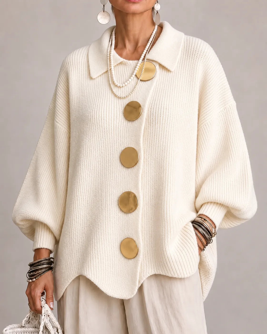 Cardigan Bottonato Oceano