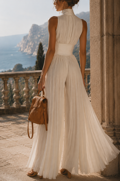 Tuta elegante plissettata con pantaloni ampi