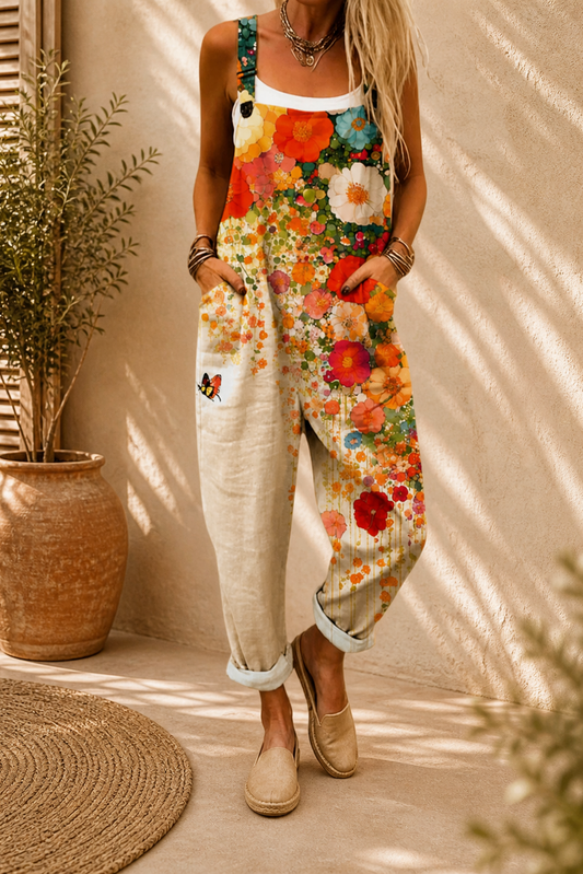 Salopette stampata floreale confortevole
