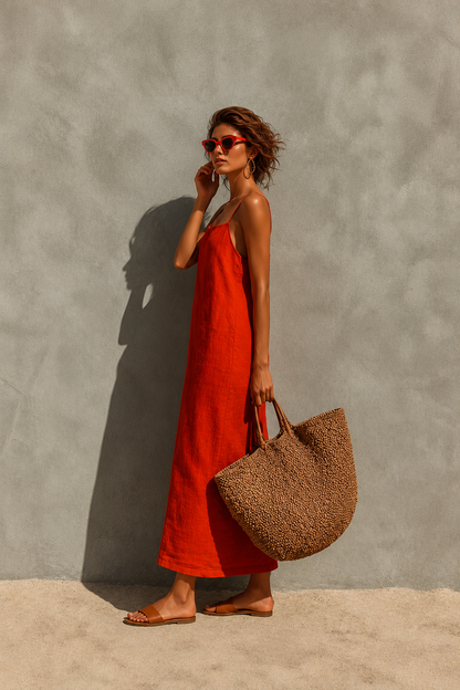 Abito lungo minimal con spalline