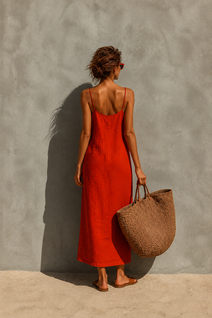 Abito lungo minimal con spalline