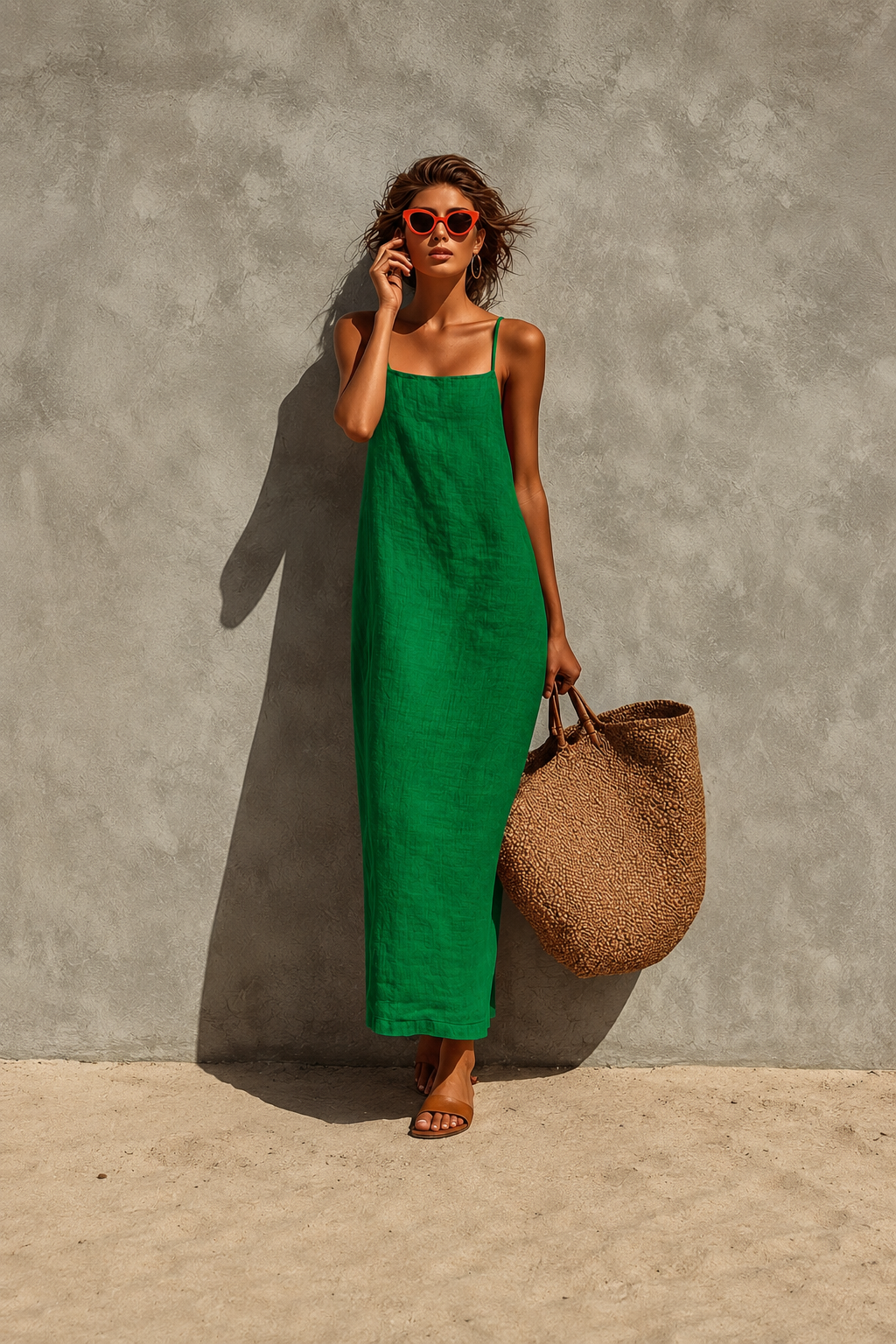 Abito lungo minimal con spalline